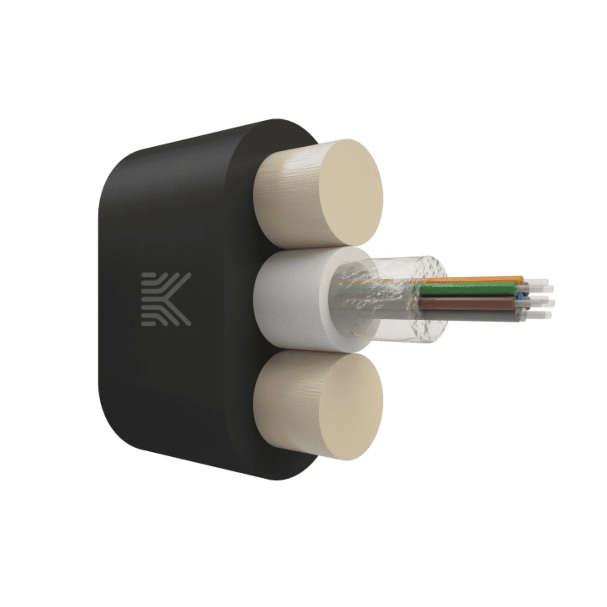 Плоский дроп-кабель 8 волокон G.657.A1, усиленный стеклопрутками, полиэтилен, 3 кН